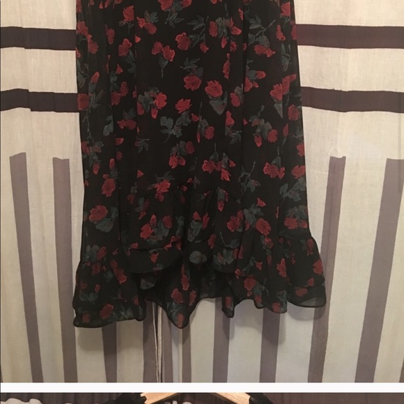 Zara rose print sheer ruffle hem dress. Size M - Picture 7 of 9